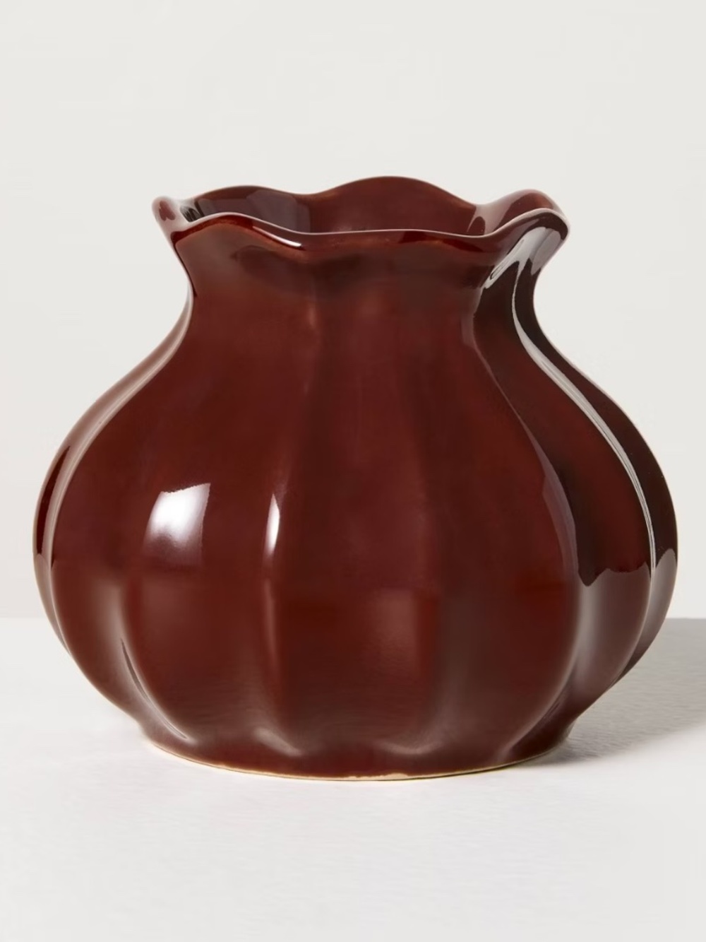 4" Burgundy Pleated Ceramic Bud Vase - Hearth & Hand™ with Magnolia